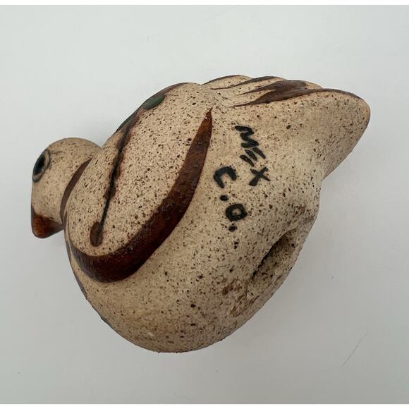 Tonala Mexican Pottery Hand Painted Bird Figurine 3” Folk Art Signed - Picture 9 of 10